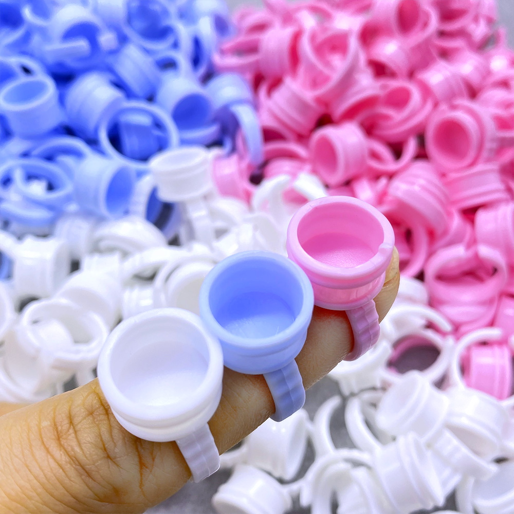 Eyelash Extension Adhesive - 100Pcs Disposable Glue Ring Cup For