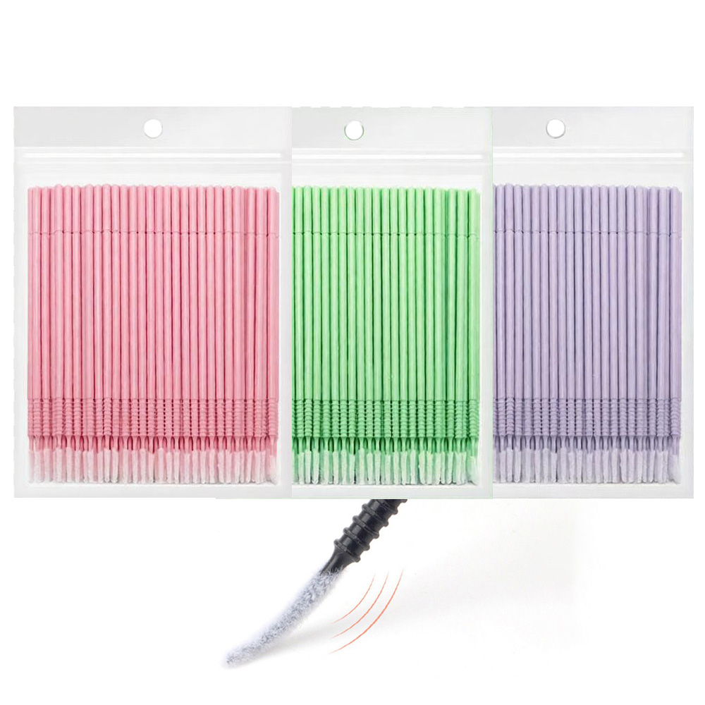 Eyelash Extension Adhesive - 500pcs Eyelash Extension Cleaning Swabs Long/Short
