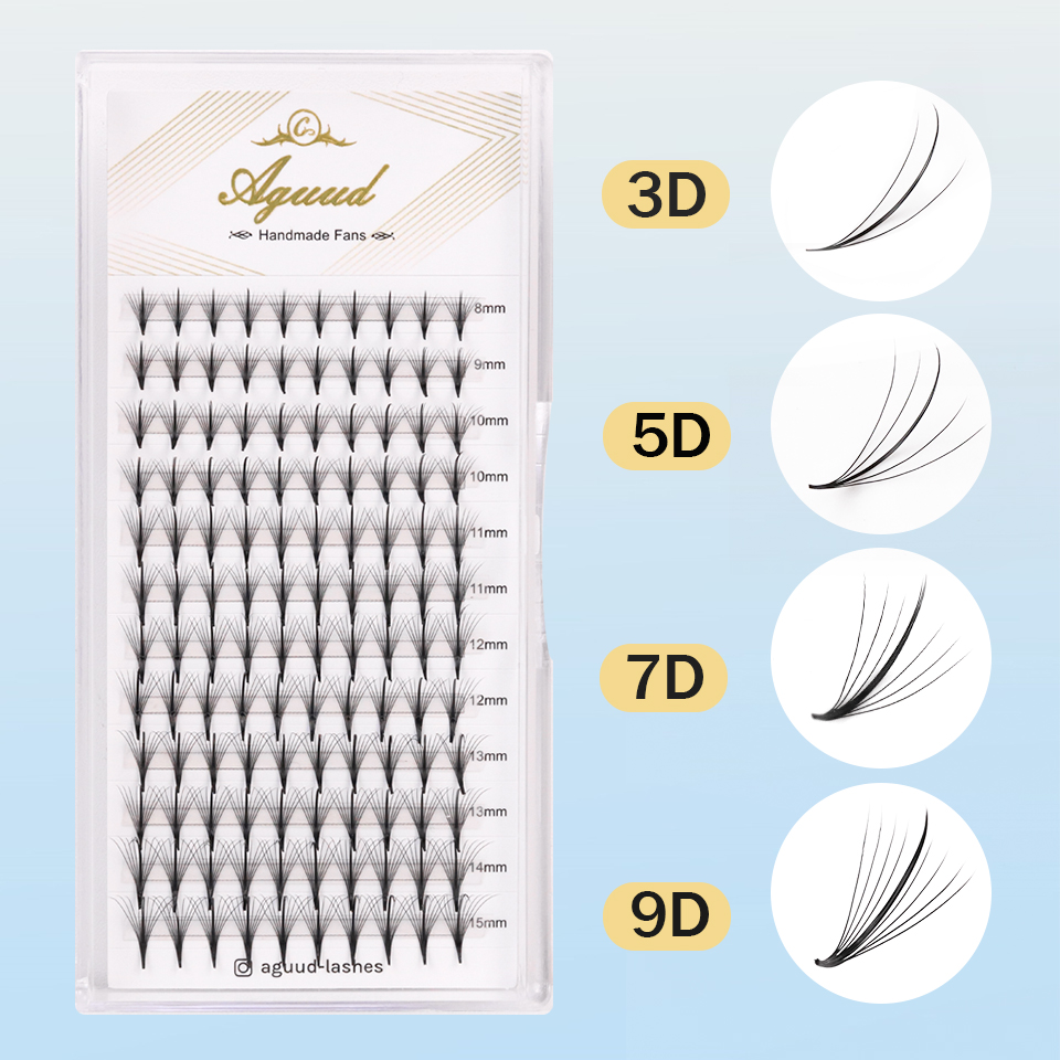AGUUD 3D 5D 7D 9D Wispy Premad - đánh giá và giá Eyelash Extension Hybrid