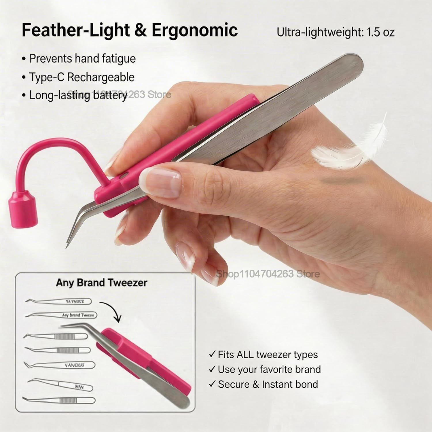 Mini UV Lash Light 180° Rotati - đánh giá và giá Lash Extension Tweezers