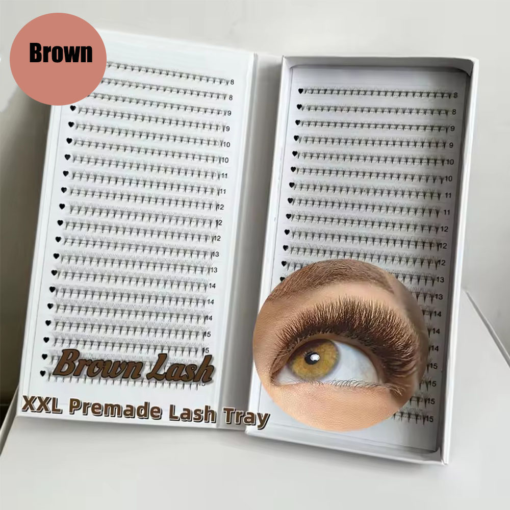 1200Fans 3D 8D 5D Brown Colore - đánh giá và giá Eyelash Extension Hybrid