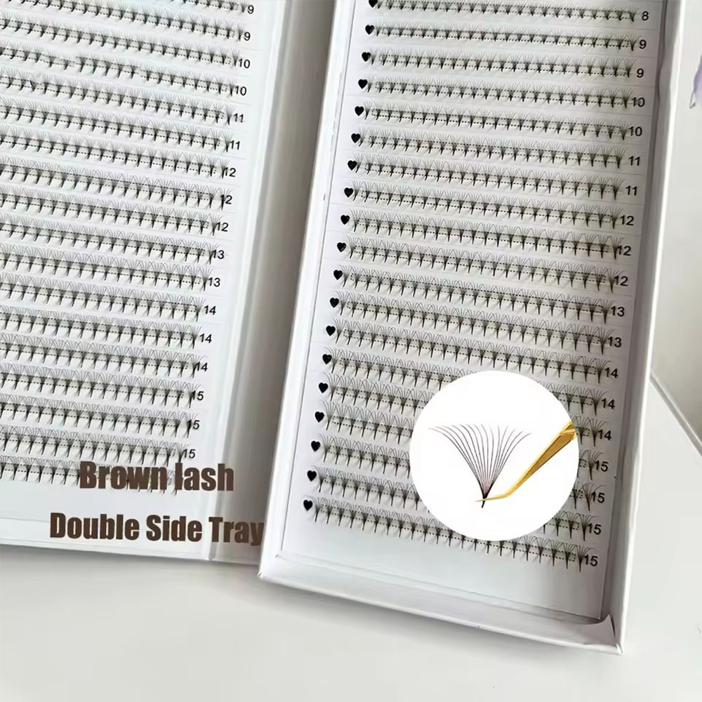 1200Fans 3D 8D 5D Brown Colore - đánh giá và giá Eyelash Extension Hybrid